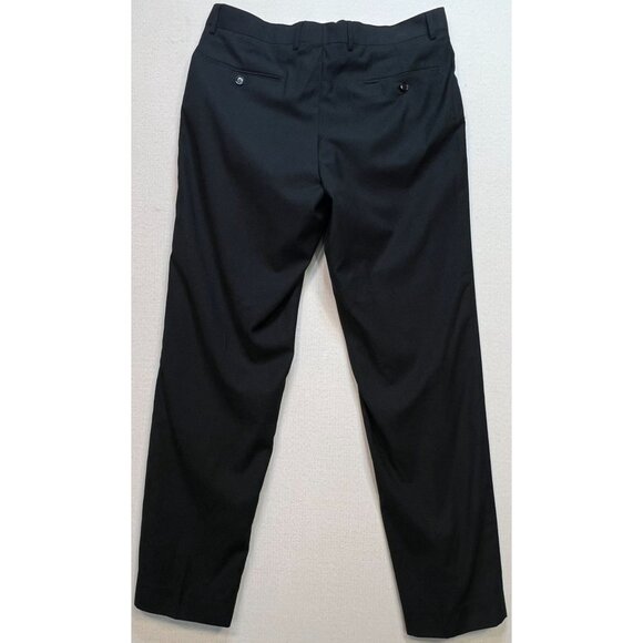Combantant Gentlemen Mens Wool Dress Pants Flat Front Stretch Sz 32x32 Black - Picture 2 of 12